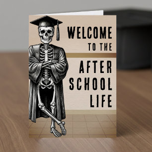 Carte La vie après l'école Squelette Halloween Remise de