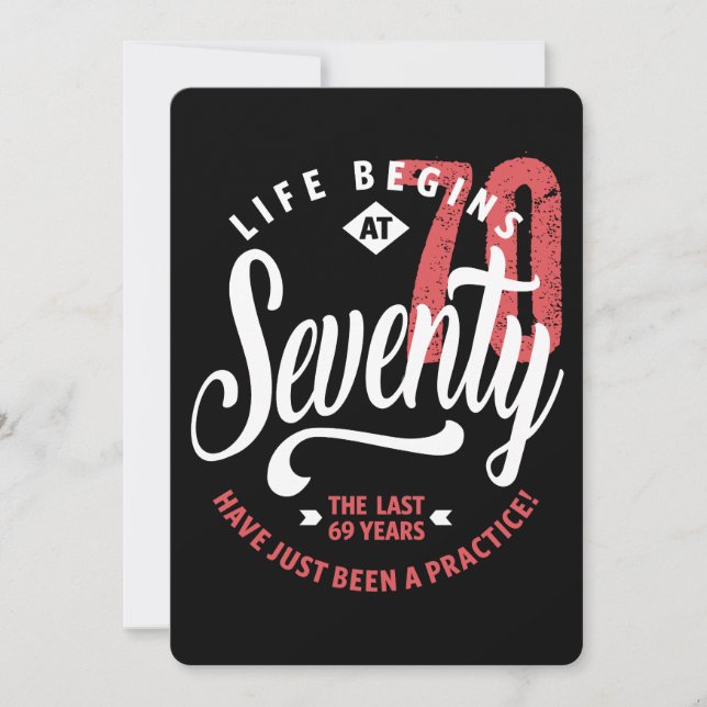 Carte La vie commence à 70 ans | 70e anniversaire (Devant)