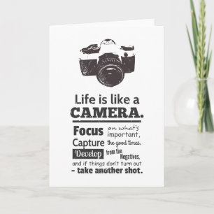 Carte La vie est comme un appareil photo, citation, Blac