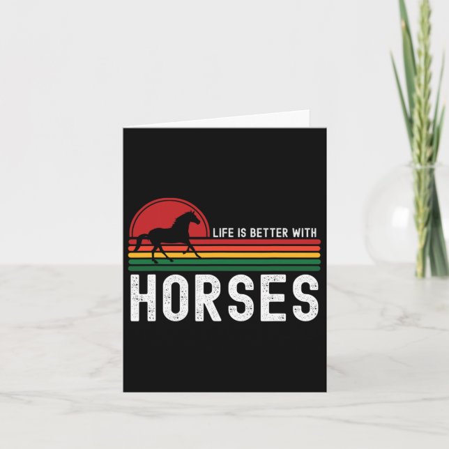 Carte La Vie Est Meilleure Avec Les Chevaux L'Équitation (Devant)
