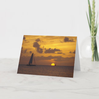 Carte La voile dans le coucher du soleil
