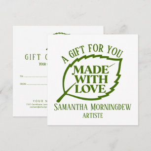 Carte Label de Nature - FAIT AVEC AMOUR - FEUILLE 1 bon