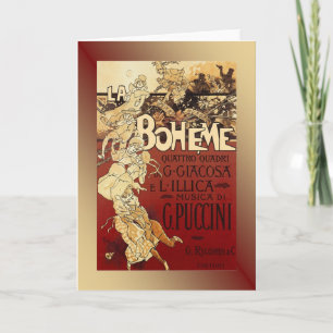 Carte LaBoheme ~ Opéra Puccini 1896 avec Arrière - plan
