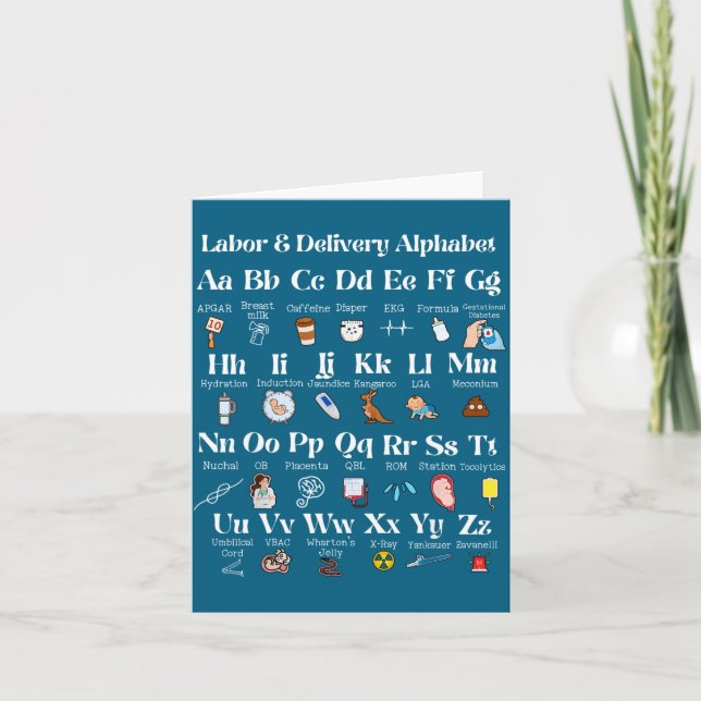 Carte Labor And Delivery Alphabet Nurse New Nurse Gradua (Devant)