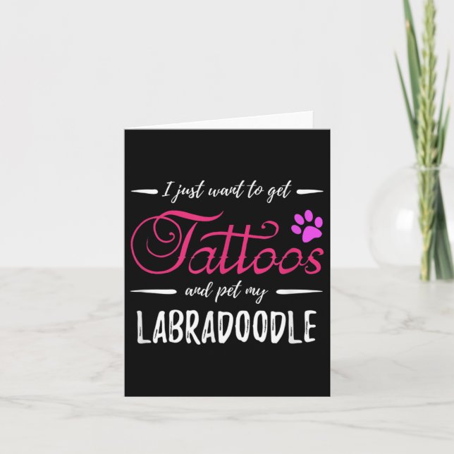 Carte Labradoodle Amoureux des chiens Tattoo Funny Chien (Devant)