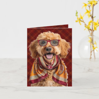 Carte Labradoodle Chien Bourguignon Carreaux Monogrammé