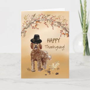 Carte Labradoodle Funny Pilgrim Casquette Thanksgiving