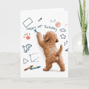 Carte Labradoodle gribouillant pour un 69e anniversaire