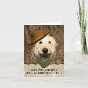 Carte Labradoodle porter Cowboy Casquette drôle Annivers