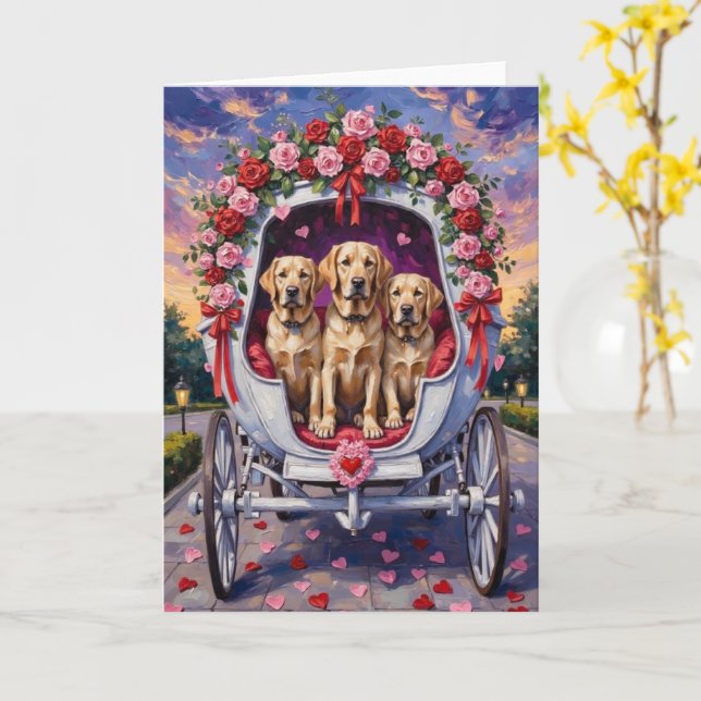 Carte Labrador Chien Saint-Valentin  (Fleur jaune)
