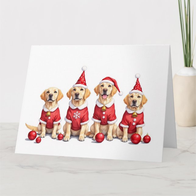 Carte Labrador Christmas Dress Santa Hat (Devant)