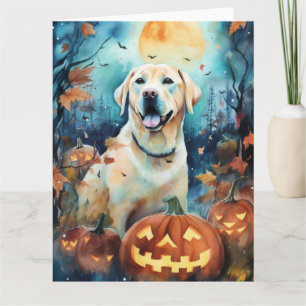 Carte Labrador Halloween avec la peur Citrouille