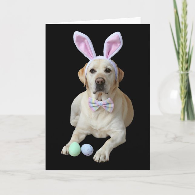 Carte Labrador jaune de Pâques Chien Lapin Oreilles Chas (Devant)