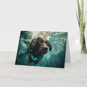 Carte Labrador Nageant Sous l'Eau Design Chien Puppy