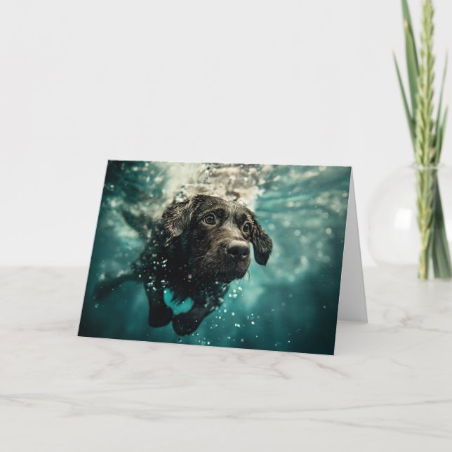 Carte Labrador Nageant Sous l'Eau Design Chien Puppy (Devant)
