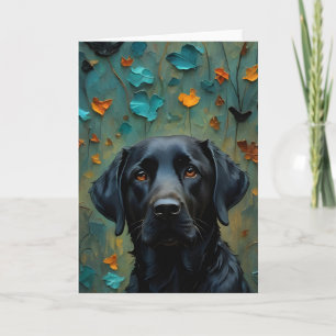 Carte Labrador noir en Feuille