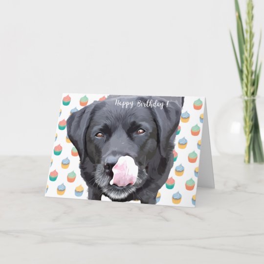 Carte Labrador Noir Joyeux Anniversaire Zazzle Fr