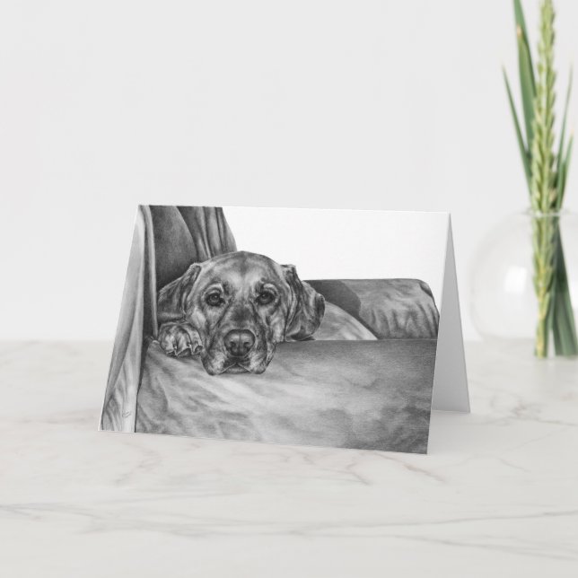 Carte Labrador on chair drawing by Kelli Swan (Devant)
