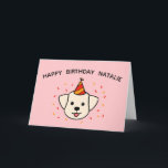 Carte Labrador Retriever Chien | Anniversaire orange pli<br><div class="desc">C'est un anniversaire ! Célébrez avec une belle carte de chien Golden Labrador Retriever!</div>