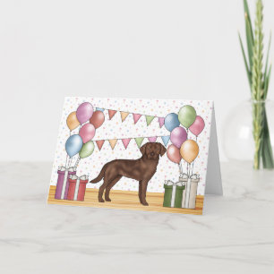 Carte Labrador Retriever Chocolat Anniversaire Coloré