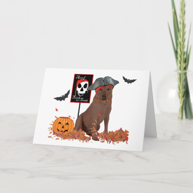 Carte Labrador Retriever Chocolat Halloween (Devant)