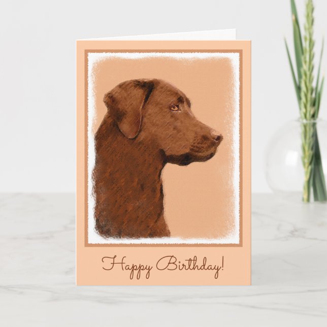 Carte Labrador Retriever (Chocolat) Peinture - Chien Art (Devant)