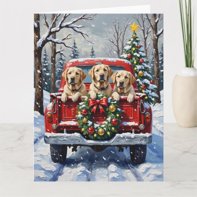 Carte Labrador Retriever Christmas Red Truck Holiday (Devant)