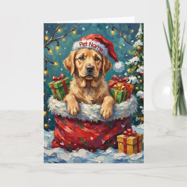 Carte Labrador Retriever Christmas Santa Bag Adventure (Devant)