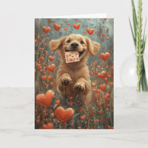 Carte Labrador Retriever Fantaisiste dans une Fleur en C