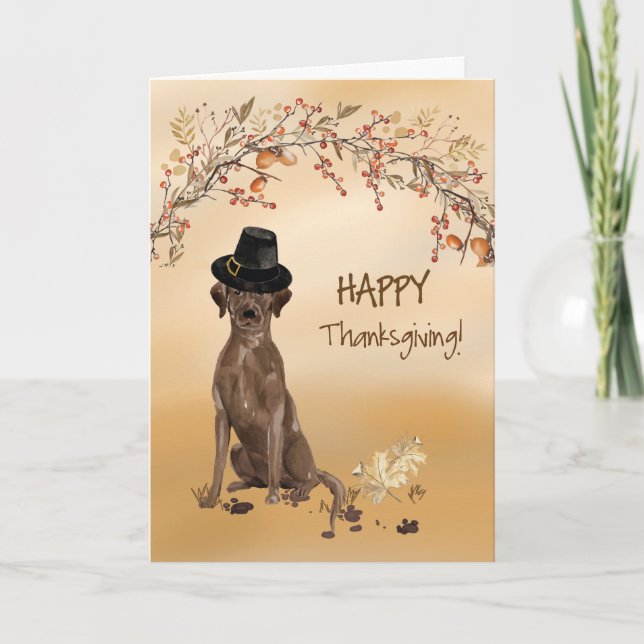 Carte Labrador Retriever Funny Pilgrim Casquette Thanksg (Devant)