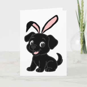 Carte Labrador Retriever noir Pâques assis dessin animé