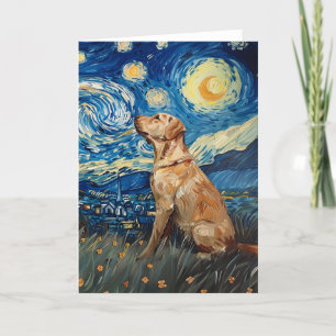 Carte Labrador Retriever Yellow Lab Chien Starry Night