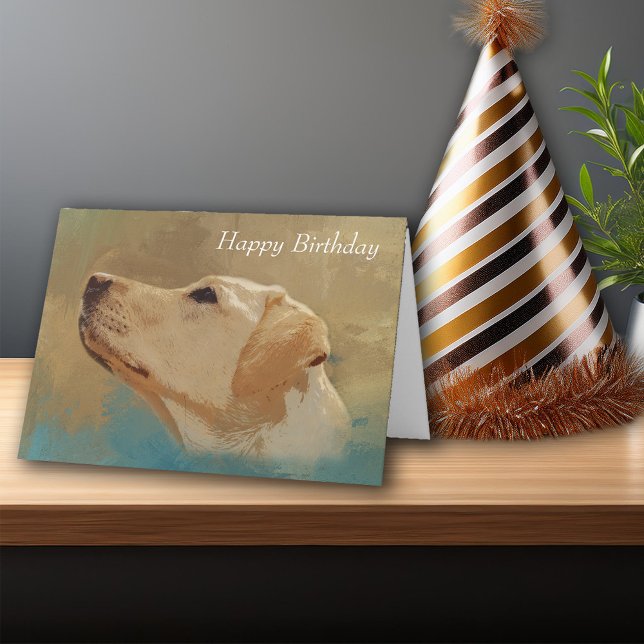 Carte Labrador Retrievers : Joyeux animal de compagnie j (Labrador Retriever Happy Birthday Yellow Lab Dog Card)