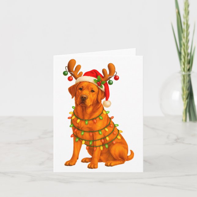 Carte Labrador rouge renard arbre de Noël lumière pyjama (Devant)