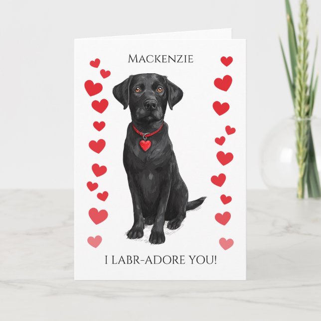 Carte  Labrador With Love Heart Adore You Personalized (Devant)