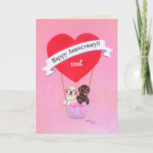 Carte Labradors pour 10e anniversaire de mariage