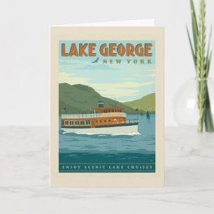 Carte Lac George, New York   Bateau vintage