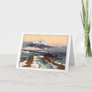 Carte Lac Kawaguchi, Hiroshi Yoshida, coupe de bois