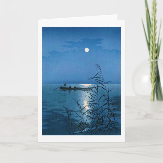 Carte Lac Reed et Pleine lune, Koho Shoda, coupe de bois (Devant)