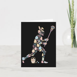 Carte Lacrosse Bunny Oeuf de Pâques Joueuse de Pâques Fe