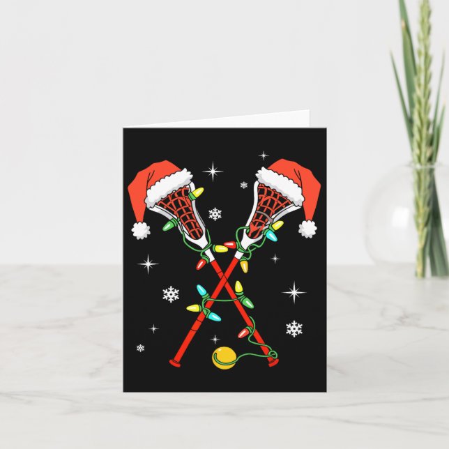 Carte Lacrosse Joueur de crosse Lumières Santa Hat Lacro (Devant)