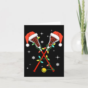 Carte Lacrosse Joueur de crosse Lumières Santa Hat Lacro