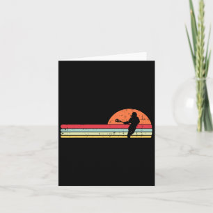 Carte Lacrosse Joueur Silhouette Coucher de soleil Retro
