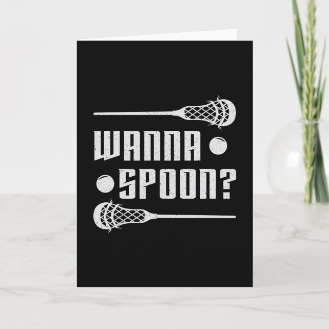 Carte Lacrosse Lecteur Lax Wanna Spoon Stick Drôle Cadea (Devant)