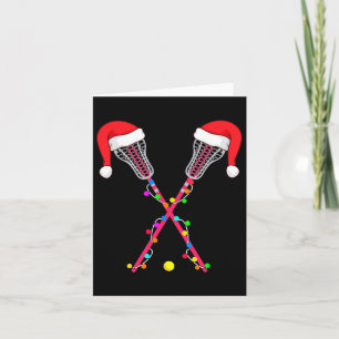 Carte Lacrosse Santa Hat Christmas Lights Funny Sport Xm