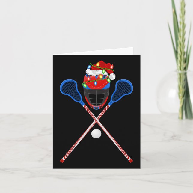 Carte Lacrosse Sports Amoureux Xmas Santa Hat Lacrosse C (Devant)