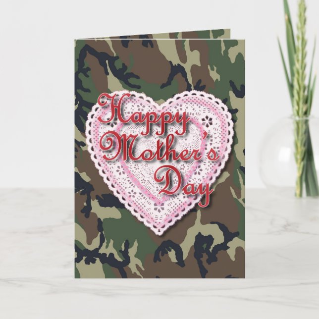 Carte Lacy Heart for Military Mom on Mother's Day (Devant)