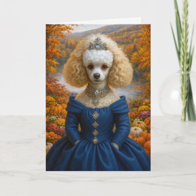 Carte Lady Autumn , Poodle Blank Card (Devant)