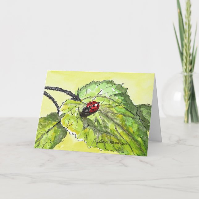 Carte Lady Bug, Encre et aquarelle, Art populaire Imprim (Devant)