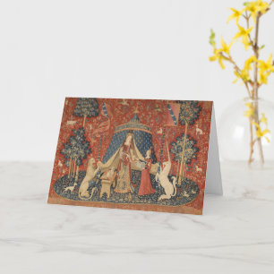 Carte Lady Et La Licorne Moyen Age Tapisserie Vintage